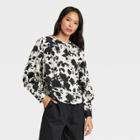 Women's Floral Print Balloon Long Sleeve High Cuff Blouse - Who What Wear Cream