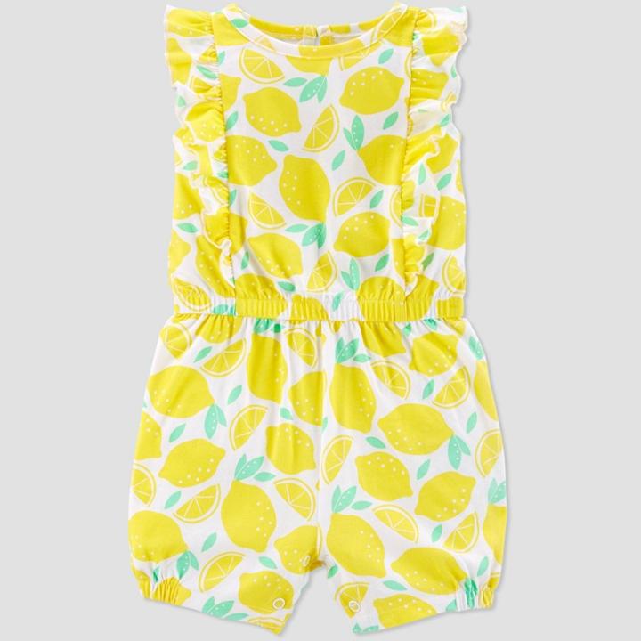 Baby Girls' Lemon Print One Piece Romper - Just One You Made By Carter's Yellow