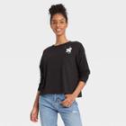 Women's Disney Mickey Pocket Long Sleeve Graphic T-shirt - Black