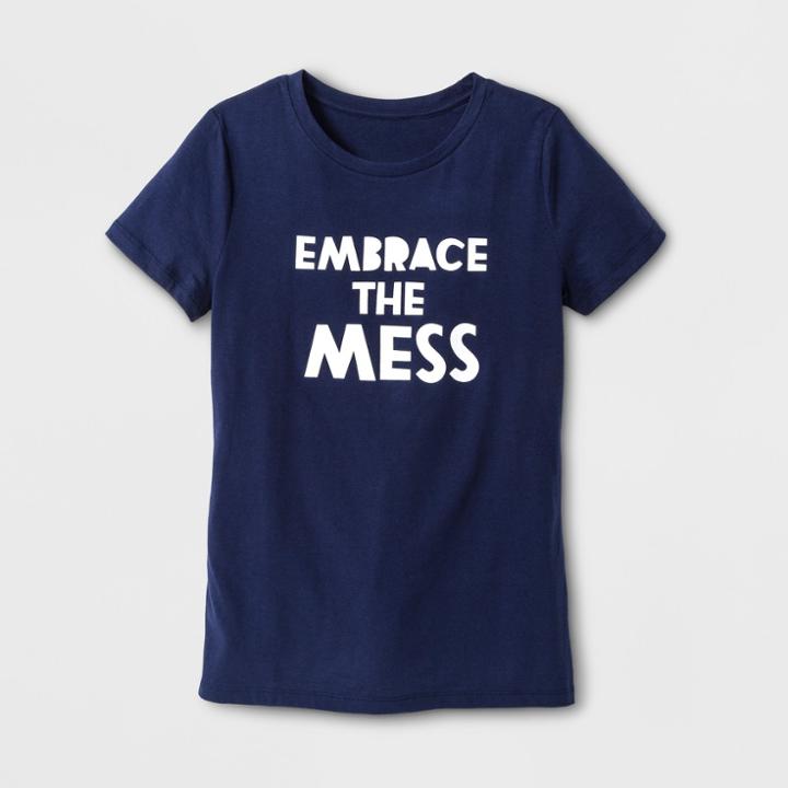Shinsung Tongsang Women's Short Sleeve Embrace The Mess Graphic T-shirt - Navy