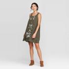 Women's Sleeveless Crewneck Pullover Shift Dress - Knox Rose Green