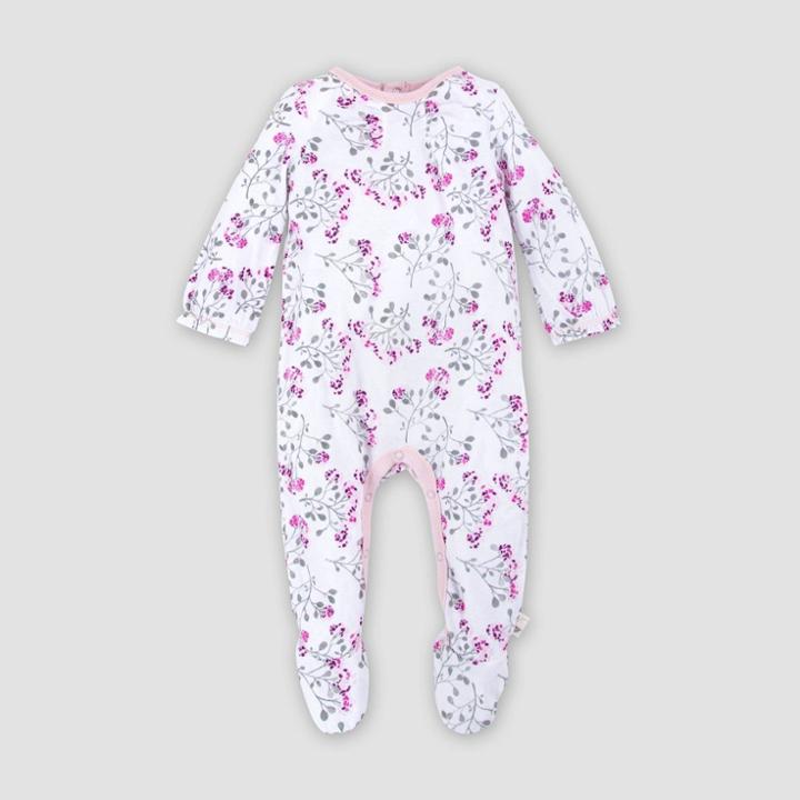 Burt's Bees Baby Baby Girls' Organic Cotton Mosaic Bloom Jumpsuit - Purple Newborn, Girl's, Beige
