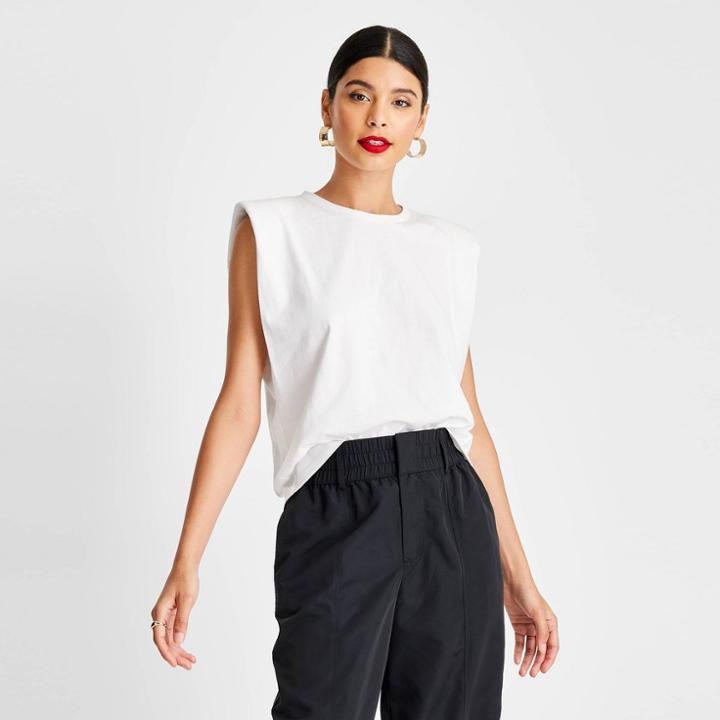 Women's Sleeveless Cut-out Back Knit T-shirt - Future Collective With Kahlana Barfield Brown White Xxs