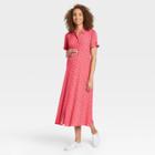 The Nines By Hatch Floral Print Tie Short Sleeve Crepe Maternity Dress Dark Pink