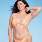 Women's Ruffle Detail Triangle Bikini Top - Wild Fable Orange Gingham