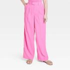 Women's High-rise Wide Leg Fluid Pants - A New Day Pink