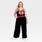 Born Famous Women's Plus Size Reindeer Ugly Holiday Velour Graphic Jumpsuit - Black