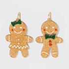No Brand Holiday Novelty Glitter Ginger Bread Man And Woman Drop Statement Earrings - Brown