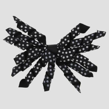 Girls' Bow With Dot Print Curly Ribbon Clip - Cat & Jack Black