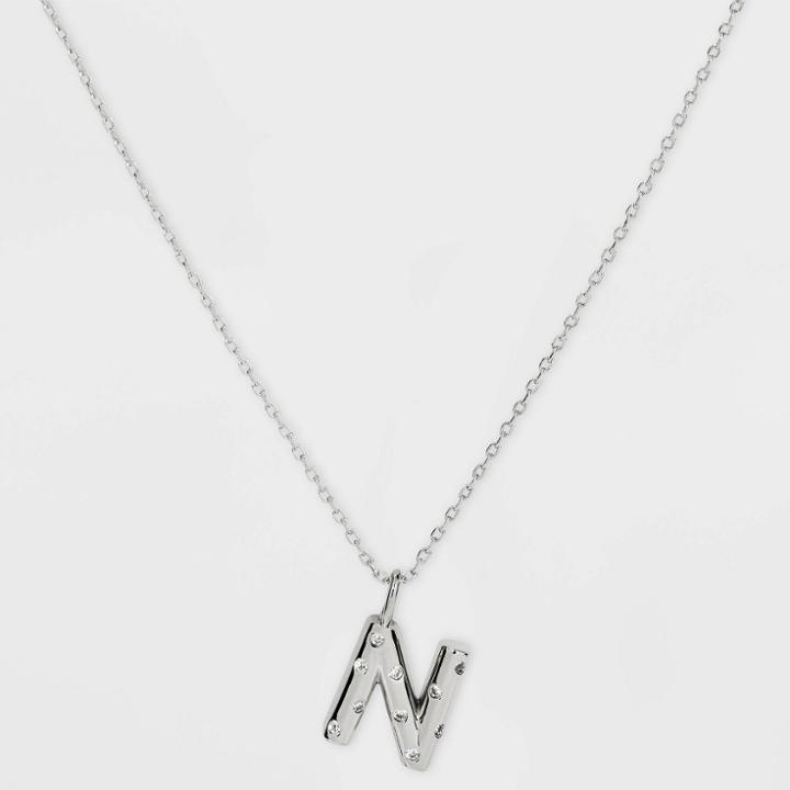 Silver Plated Cubic Zirconia 'n' Pendant Necklace - A New Day