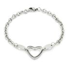 West Coast Jewelry Elya Stainless Steel Polished Heart Cut-out Charm Bracelet, Girl's,