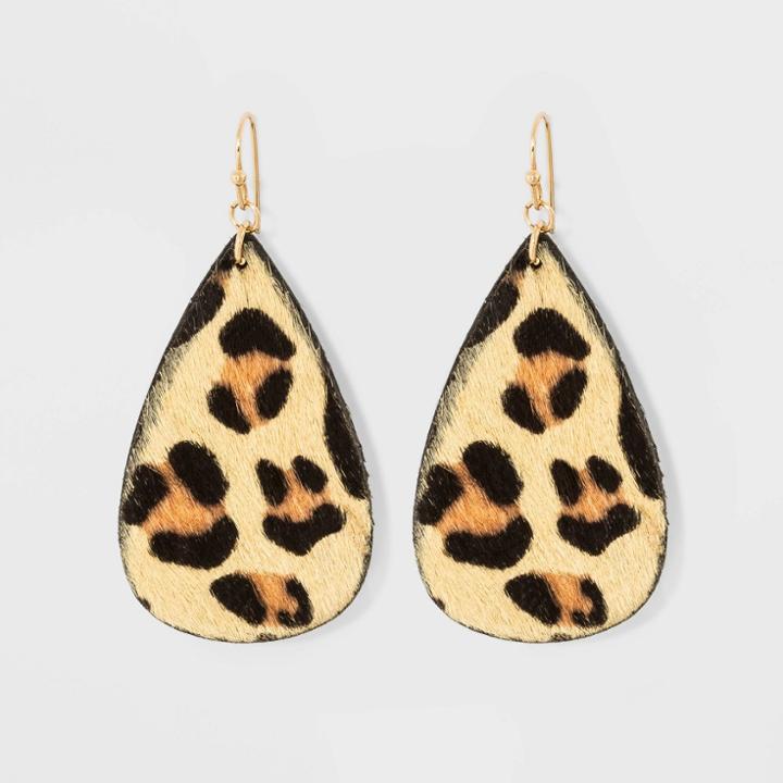 Target Animal Teardrop Earrings - A New Day Brown/gold