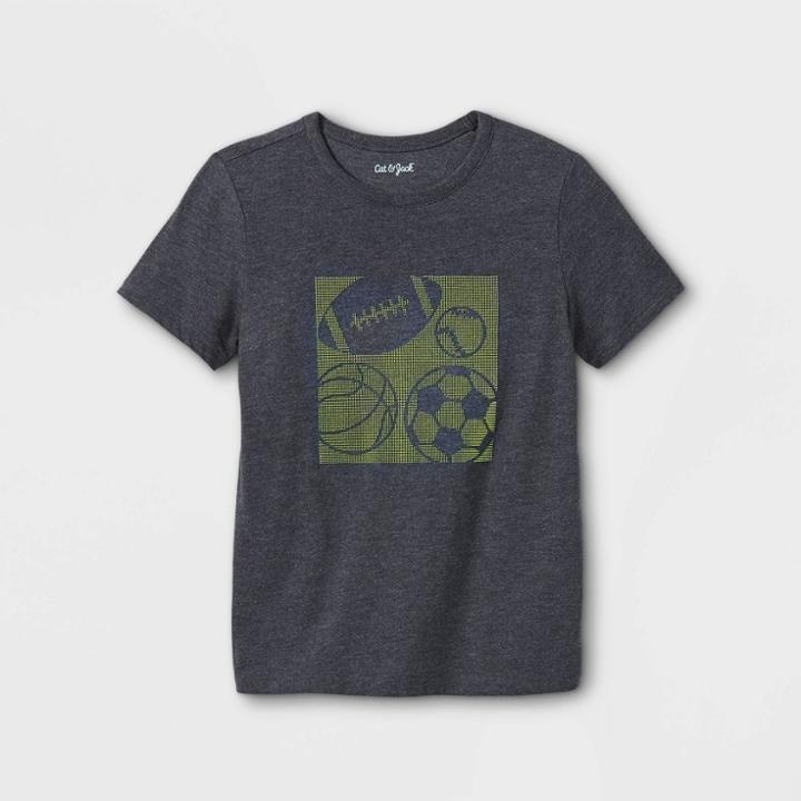 Boys' Sports Interactive Short Sleeve Graphic T-shirt - Cat & Jack Heather Charcoal Gray