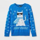 Mad Engine Boys' Stay Chill Cat Pullover Sweater - Blue