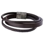 Target Men's Steel Art Brown Braid And Layered Leather Bracelet With Stainless Steel Clasp