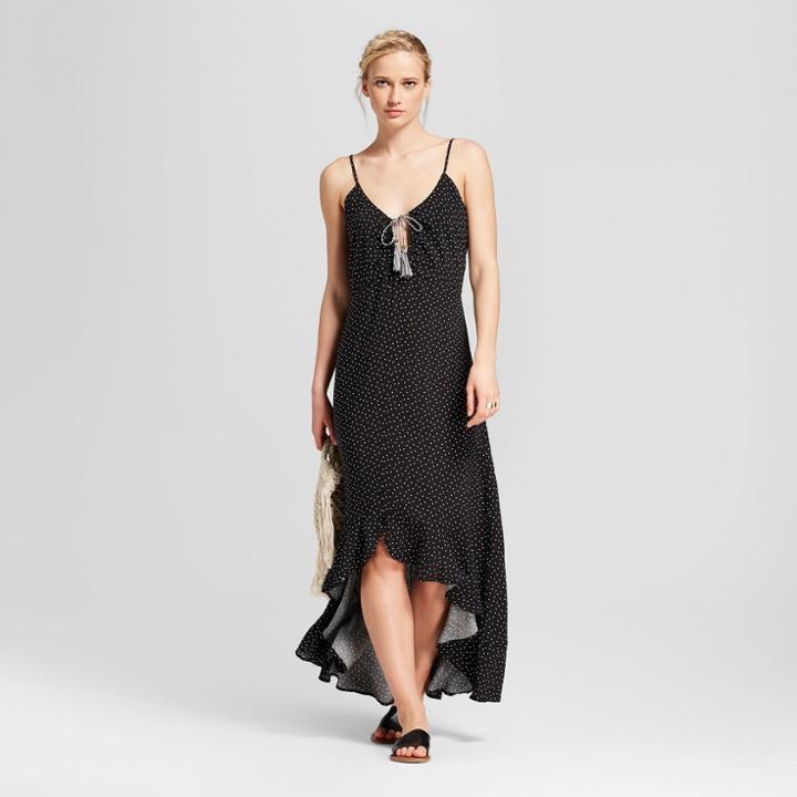 Women's Strappy High Low Hem Polka Dot Maxi Dress - Xhilaration Black/white