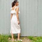 Women's Sleeveless Seersucker Ruffle Dress - A New Day White
