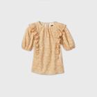 Women's Floral Print Puff Short Sleeve Ruffle Blouse - Universal Thread Cream