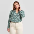 Women's Plus Size Printed Long Sleeve Blouse - Ava & Viv Green X