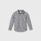 Boys' Long Sleeve Button-down Poplin Printed Shirt - Cat & Jack Gray