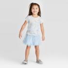 Toddler Girls' Disney Frozen Elsa Tee And Skirt Set-gray/blue