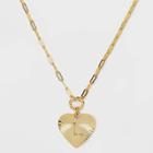 14k Gold Dipped 'l' Initial Diamond Cut Heart Pendant Necklace - A New Day Gold