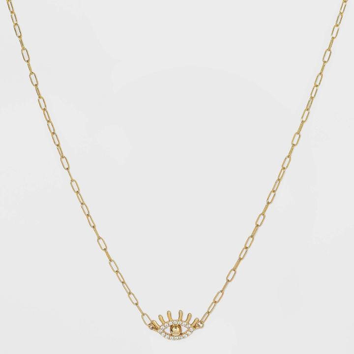 Sugarfix By Baublebar 14k Gold Plated Crystal Evil Eye Link Chain Necklace - Gold