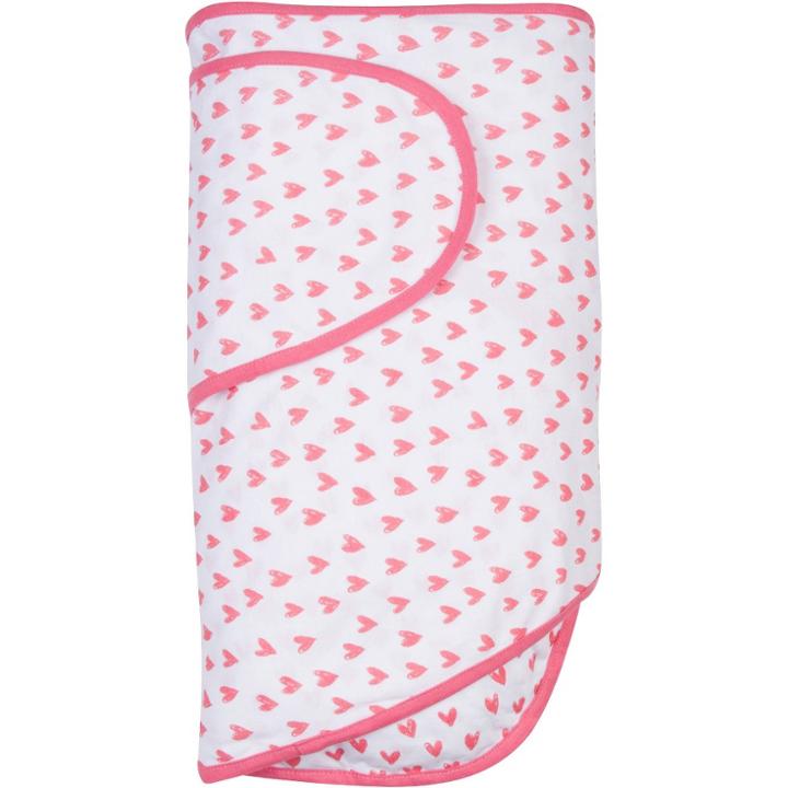 Miracle Blanket Swaddle Wrap - Hearts Coral, Hearts Pink