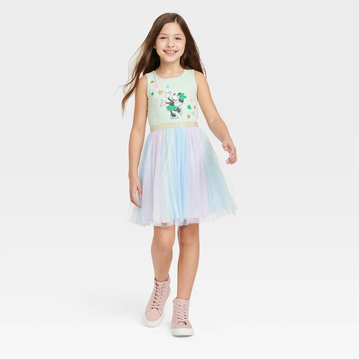 Girls' Disney Minnie Mouse Clover & Rainbow St. Patrick's Day Tutu Dress -