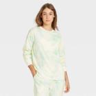 Women's Tie-dye Beautifully Soft Fleece Lounge Sweatshirt - Stars Above Green