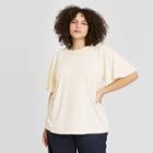 Women's Plus Size Short Sleeve Knit Blouse - Ava & Viv Beige X