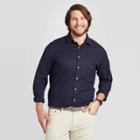 Men's Tall Polka Dot Standard Fit Long Sleeve Button-down Dress Shirt - Goodfellow & Co Navy Mt, Men's,