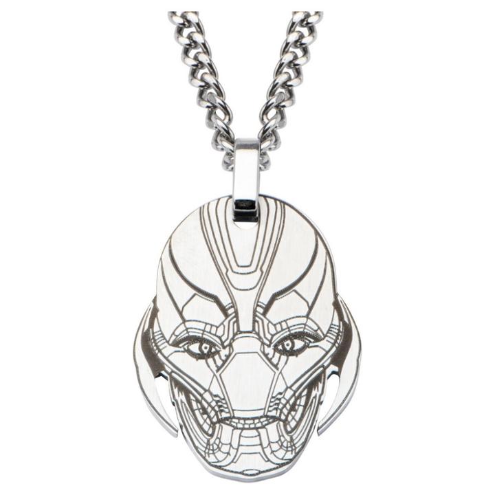 Marvel Ultron Face Stainless Steel Laser Etched Pendant With Chain (22), Kids Unisex