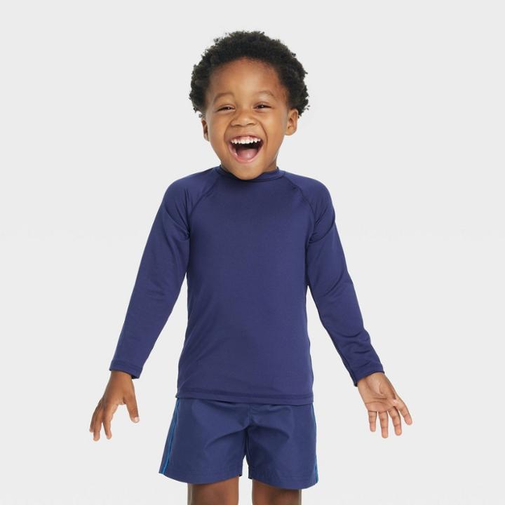 Toddler Boys' Rash Guard Top - Cat & Jack Navy Blue