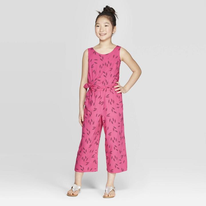 Girls' Tie Waist Jumpsuit - Cat & Jack Magenta Pink
