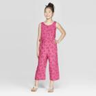 Girls' Tie Waist Jumpsuit - Cat & Jack Magenta Pink