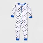 Lamaze Toddler Boys' Organic Cotton Snug Fit Pajama Romper - White/blue