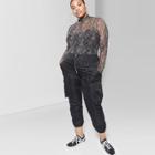 Women's Plus Size Long Sleeve Mesh Mockneck - Wild Fable Black/natural