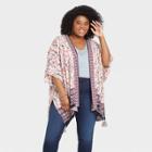 Women's Floral Print 3/4 Sleeve Kimono Jacket - Knox Rose Ivory