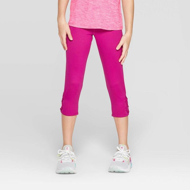 Girls' Lattice Capri Leggings - C9 Champion Magenta (pink)