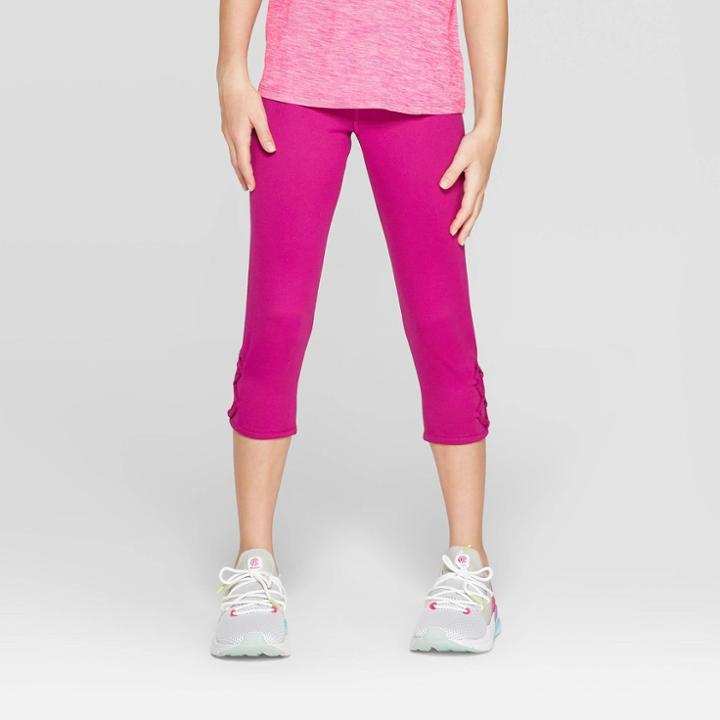 Girls' Lattice Capri Leggings - C9 Champion Magenta (pink)