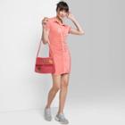 Women's Short Sleeve Button-front Bodycon Dress - Wild Fable Coral Pink
