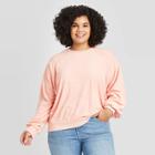 Women's Plus Size Raglan Sleeve Crewneck Sweatshirt - Universal Thread Pink 1x, Women's,