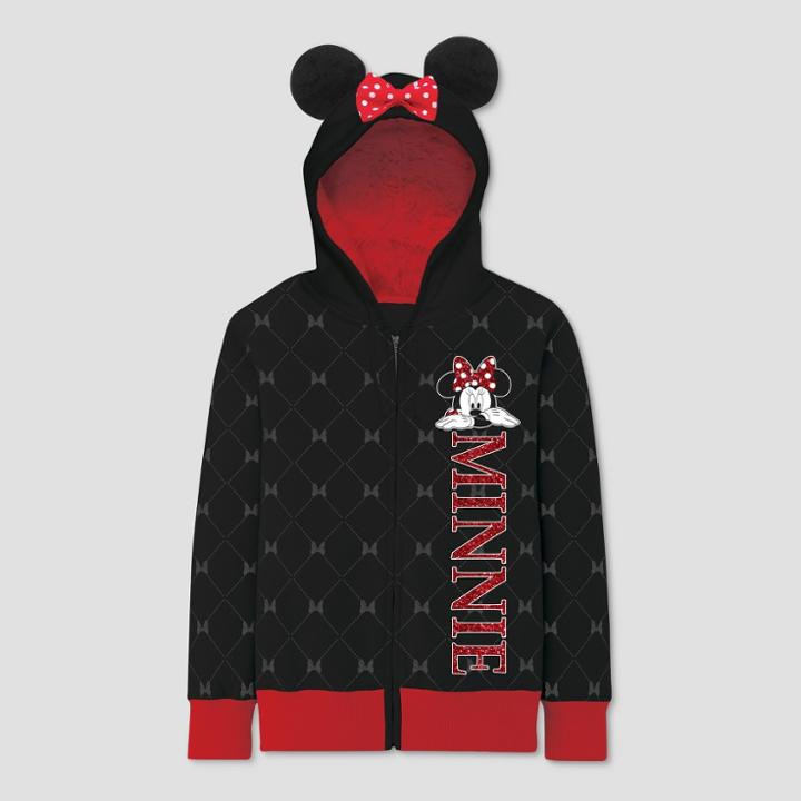 Plus Size Girls' Disney Minnie Mouse Costume Zip-up Hoodie - Black