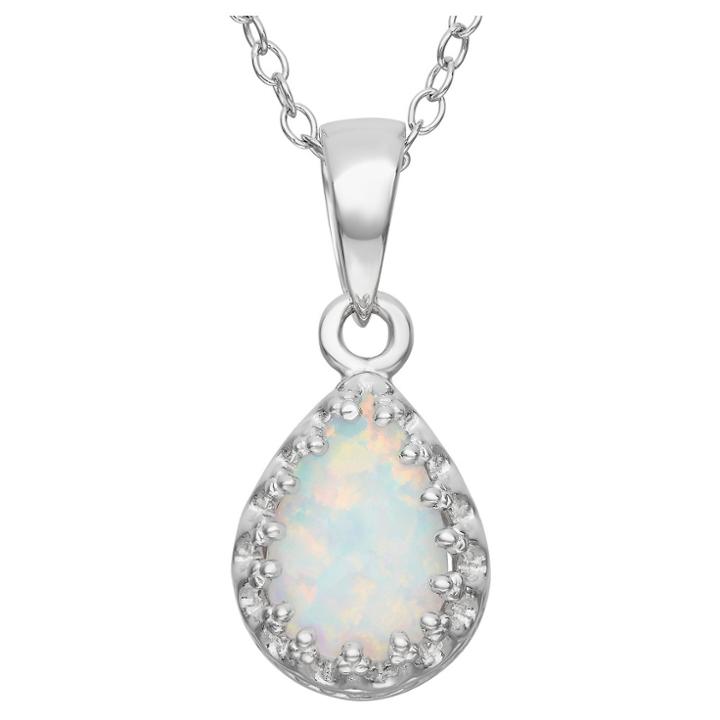 Tiara Pear-cut Opal Crown Pendant In Sterling Silver, Girl's, Opal/silver
