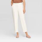 Women's Mid-rise Regular Fit Pleated Pants - A New Day Cream 10, Women's, Ivory