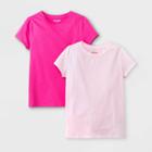 Girls' 2pk Solid Short Sleeve T-shirt - Cat & Jack Bright Pink/light Pink
