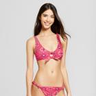 Vanilla Beach Women's Knot Front Bralette Bikini Top - Red/blue