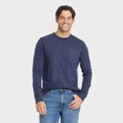 Men's Standard Fit Long Sleeve Crewneck T-shirt - Goodfellow & Co Blue