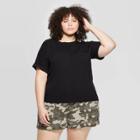 Target Women's Plus Size Short Sleeve Crewneck Pullover Sweater - Universal Thread Black